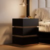 Lumio Black 3-Drawer LED Nightstand with Charging Station, Set of 2