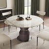1360mm Grey Faux Marble Round Dining Table with Solid Wood Pedestal