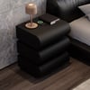 Humply Black Faux Leather 3-Drawer Nightstand with Charging Station