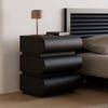 Humply Black Faux Leather 3-Drawer Nightstand with Charging Station, Set of 2