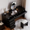 Modern Black Makeup Vanity Set with Charging Station & Mirror