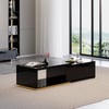 Table basse extensible Mordel rectangulaire de 100 à 180 cm avec tiroir en noir brillant