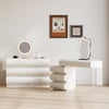 Humply White Leather 6-Drawer Dresser Chest & Makeup Vanity Set
