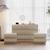 Humply White Leather 6-Drawer Dresser & 2 Smart Nightstands Set