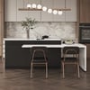 2050mm-2680mm Extendable Black Kitchen lsland & 2 Black Dining Chairs Set Faux Leather