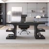 Modern 163 cm Rectangular Black Writing Desk with Storage