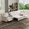 134.6" White Power Reclining Sectional Sofa Pull Out Bed Cup Holder & Speaker & Storage