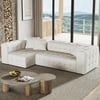 2850mm White Tufted Boucle Full Convertible Power Sleeper Sectional Sofa with 3 Pillows