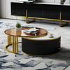 Grovyn 28"-32" Round Nesting Coffee Table Set with Sintered Stone Top