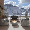 Cocaro 5-Pieces Winter Outdoor Smokeless Fire Pit Sofa Set with Coffee Table & Chairs