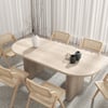 Ensemble table de salle à manger ovale extensible blanchi à la chaux Japandi 1600 mm à 2000 mm et 6 chaises en bois massif