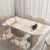 Ensemble table de salle à manger ovale extensible blanchi à la chaux Japandi 1600 mm à 2000 mm et 6 chaises de salle à manger