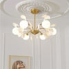 6-Light Ceiling Light with Metal and Glass in Gold and White