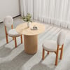 Round Small Dining Table & White Boucle 2 Dining Chairs Set Natural Wood Legs