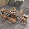 Table à manger extensible en noyer de 1630 mm à 2030 mm et 6 chaises de salle à manger en rotin Japandi en noyer