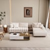 Vewal Modular Fabric Sectional Sofa Set with Walnut Coffee Table