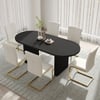 1600mm-2000mm Black Dining Table 6 Dining Chairs Set