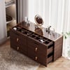 Chanor 120 cm Glass Top Champagne 6-Drawer Dresser with Jewelry Display