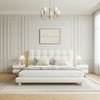 Bubbou White Boucle Upholstered Platform Bubble King Bed Frame & 2 Smart Nightstands Set