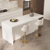 1830mm Large White Kitchen Island & 2 Swivel Bar Stools Set Kitchen Cabinet Marble