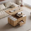 39" Lift-Top Foldable Natural Coffee Table with 4 Stools & Storage