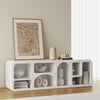 Codiys Art Deco Bookshelf Wood TV Stand in White with Shelves for TV Up to 70"