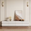 Humply 78.7" Modern Warm White Leather Long TV Stand with 8 Drawers Media Console