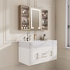 1000mm Floating Ceramic Sink & Stone Top in White & Mixer Tap & Bathroom Cabinet Vanity