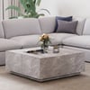 90 cm Gray Concrete Veneer Square Coffee Table with 4 Drawers