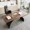 63" Industrial Rectangular Writing Desk & Office Desk Chair Set High Back Solid Wood