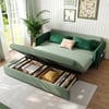 Polstertes 3-Sitzer-Schlafsofa aus grünem Samt mit Stauraum und Kissen, 200 cm