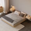 Japanese Style King Floor Wood Bed in Natural