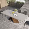 Farmhouse 200 - 240 cm Extendable Rectangular Concrete Gray Dining Table, Seats 6–8