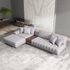 Vewal 126" L-Shaped Cotton & Linen Modular Sectional Sofa with Chaise & Ottoman