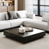 Modern 100 cm Square Sintered Stone Block Coffee Table with 2 Drawers