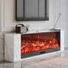180 cm Black Sintered Stone Electric Fireplace TV Stand with Remote Control