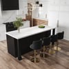 Moderne 183 cm große Kücheninsel aus Holz mit Weinregal, Weiß & Schwarz