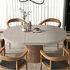 Japandi 100 - 140 cm Extendable Round-to-Oval Wood Dining Table–Concrete Grey, Seats 4–6