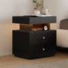 Krila Black LED Nightstand with Charging Station
