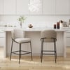 Linenic Light Gray PU Leather Counter Stool with Upholstered, 2 Pieces