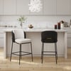 Linenic Black PU Leather Counter Stool with Upholstered, 4 Pieces