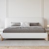 Curva Queen Boucle Upholstered Platform Bed with Natural Legs