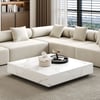 Modern 1000 mm Square Sintered Stone Block Coffee Table with 2 Drawers