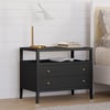 Stria Wide 2-Drawer Nightstand with Open Shelf & Charging Station, Set of 2