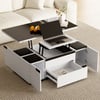 Modern 47" Tempered Glass Lift-Top Coffee Table with Drawers