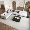157" Modern Corner L-Shaped Sectional Sofa Cotton & Linen & Sintered Stone Coffee Table