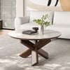 Table basse ronde en bois massif avec dessus en travertin de 900 mm