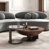 Ensemble de tables basses gigognes modernes 22"-35" à 2 pièces en noyer et plateau en verre