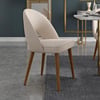 Modern Sand Cotton and Linen Dining Chair with Wooden Legs, 2 Pieces