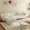 Axial 230 cm 2-Piece Boucle Sectional Sofa with Ottoman, Gold Legs & Pillows